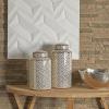 imageThe Novogratz Ceramic Geometric Living Room Decorative Jars Decorative Container with White Accents Set of 2 Jar with Lid 14quot 12quotH GoldGold