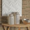 imageThe Novogratz Ceramic Geometric Living Room Decorative Jars Decorative Container with White Accents Set of 2 Jar with Lid 14quot 12quotH GoldGold
