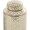 imageThe Novogratz Ceramic Geometric Living Room Decorative Jars Decorative Container with White Accents Set of 2 Jar with Lid 14quot 12quotH GoldGold