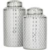imageThe Novogratz Ceramic Geometric Living Room Decorative Jars Decorative Container with White Accents Set of 2 Jar with Lid 14quot 12quotH GoldSilver
