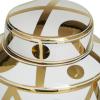 imageThe Novogratz Ceramic Geometric Living Room Decorative Jars Decorative Container with White Accents Set of 2 Jar with Lid 14quot 12quotH GoldWhite