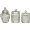imageDeco 79 Glass Living Room Decorative Jars Decorative Container Set of 3 Jar with Lid 8quot 9quot 7quotH Silver