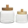imageDeco 79 Glass Living Room Decorative Jars Decorative Container with Wood Lids Set of 3 Jar with Lid 8quot 9quot 11quotH ClearClear
