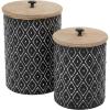 imageDeco 79 Metal Geometric Living Room Decorative Jars Decorative Container with Wood Lids Set of 2 Jar with Lid 11quot 9quotH Black