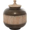 imageDeco 79 Metal Living Room Decorative Jars Decorative Container with Wood Lids Jar with Lid 12quot x 12quot x 14quot Brown