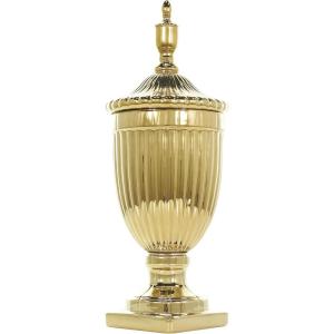 imageDeco 79 Ceramic Living Room Decorative Jars Tall Decorative Container with Grooves Jar with Lid 10quot x 10quot x 25quot Gold