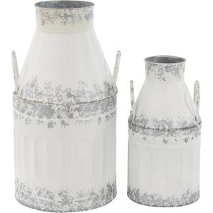 imageDeco 79 Metal Decorative Vase Centerpiece Vases Set of 2 Flower Vases for Home Decoration 11quotW 20quotH White