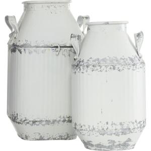 imageDeco 79 Metal Decorative Vases Set of 2 13quot ampamp 15quotH White