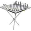 imageDeco 79 Aluminum Metal Chess Game Set 22quot x 22quot x 25quot SilverSilver