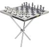 imageDeco 79 Aluminum Metal Chess Game Set 22quot x 22quot x 25quot SilverSilver