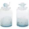 imageDeco 79 Glass Shell Handmade Living Room Decorative Jars Decorative Container with Whale and Seashell Tops Set of 2 Jar with Lid 5quotW 9quotH BlueLight Blue