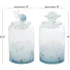 imageDeco 79 Glass Shell Handmade Living Room Decorative Jars Decorative Container with Whale and Seashell Tops Set of 2 Jar with Lid 5quotW 9quotH BlueLight Blue