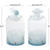 imageDeco 79 Glass Shell Handmade Living Room Decorative Jars Decorative Container with Whale and Seashell Tops Set of 2 Jar with Lid 5quotW 9quotH BlueLight Blue