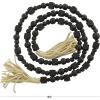 imageDeco 79 Mango Wood Handmade Hexagon Carved Geometric Long Beaded Garland with Tassel 80quot x 1quot x 1quot BlueBlack