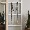 imageDeco 79 Mango Wood Handmade Hexagon Carved Geometric Long Beaded Garland with Tassel 80quot x 1quot x 1quot BlueBlack