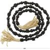imageDeco 79 Mango Wood Handmade Hexagon Carved Geometric Long Beaded Garland with Tassel 80quot x 1quot x 1quot BlueBlack