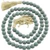 imageDeco 79 Mango Wood Handmade Hexagon Carved Geometric Long Beaded Garland with Tassel 80quot x 1quot x 1quot BlueBlue