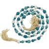 imageDeco 79 Mango Wood Handmade Hexagon Carved Geometric Long Beaded Garland with Tassel 80quot x 1quot x 1quot BlueBlue