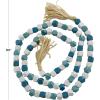 imageDeco 79 Mango Wood Handmade Hexagon Carved Geometric Long Beaded Garland with Tassel 80quot x 1quot x 1quot BlueBlue