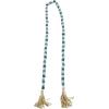 imageDeco 79 Mango Wood Handmade Hexagon Carved Geometric Long Beaded Garland with Tassel 80quot x 1quot x 1quot BlueBlue