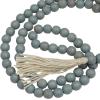 imageDeco 79 Mango Wood Handmade Hexagon Carved Geometric Long Beaded Garland with Tassel 80quot x 1quot x 1quot BlueBlue