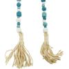 imageDeco 79 Mango Wood Handmade Hexagon Carved Geometric Long Beaded Garland with Tassel 80quot x 1quot x 1quot BlueBlue