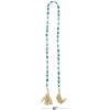 imageDeco 79 Mango Wood Handmade Hexagon Carved Geometric Long Beaded Garland with Tassel 80quot x 1quot x 1quot BlueBlue
