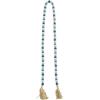 imageDeco 79 Mango Wood Handmade Hexagon Carved Geometric Long Beaded Garland with Tassel 80quot x 1quot x 1quot BlueBlueTealWhite