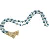 imageDeco 79 Mango Wood Handmade Hexagon Carved Geometric Long Beaded Garland with Tassel 80quot x 1quot x 1quot BlueBlueTealWhite