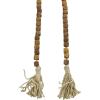 imageDeco 79 Mango Wood Handmade Hexagon Carved Geometric Long Beaded Garland with Tassel 80quot x 1quot x 1quot BlueDark Brown