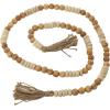 imageDeco 79 Mango Wood Handmade Hexagon Carved Geometric Long Beaded Garland with Tassel 80quot x 1quot x 1quot BlueDark BrownCream