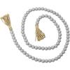 imageDeco 79 Mango Wood Handmade Hexagon Carved Geometric Long Beaded Garland with Tassel 80quot x 1quot x 1quot BlueDark Silver