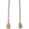 imageDeco 79 Mango Wood Handmade Hexagon Carved Geometric Long Beaded Garland with Tassel 80quot x 1quot x 1quot BlueDark Silver