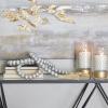 imageDeco 79 Mango Wood Handmade Hexagon Carved Geometric Long Beaded Garland with Tassel 80quot x 1quot x 1quot BlueDark Silver