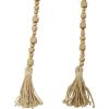 imageDeco 79 Mango Wood Handmade Hexagon Carved Geometric Long Beaded Garland with Tassel 80quot x 1quot x 1quot BlueGold