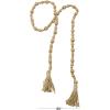 imageDeco 79 Mango Wood Handmade Hexagon Carved Geometric Long Beaded Garland with Tassel 80quot x 1quot x 1quot BlueGold
