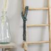 imageDeco 79 Mango Wood Handmade Hexagon Carved Geometric Long Beaded Garland with Tassel 80quot x 1quot x 1quot BlueGreen