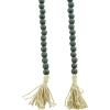 imageDeco 79 Mango Wood Handmade Hexagon Carved Geometric Long Beaded Garland with Tassel 80quot x 1quot x 1quot BlueGreen