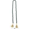 imageDeco 79 Mango Wood Handmade Hexagon Carved Geometric Long Beaded Garland with Tassel 80quot x 1quot x 1quot BlueGreen