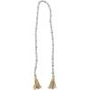 imageDeco 79 Mango Wood Handmade Hexagon Carved Geometric Long Beaded Garland with Tassel 80quot x 1quot x 1quot BlueSilver
