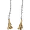 imageDeco 79 Mango Wood Handmade Hexagon Carved Geometric Long Beaded Garland with Tassel 80quot x 1quot x 1quot BlueSilver