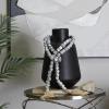 imageDeco 79 Mango Wood Handmade Hexagon Carved Geometric Long Beaded Garland with Tassel 80quot x 1quot x 1quot BlueSilver