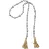 imageDeco 79 Mango Wood Handmade Hexagon Carved Geometric Long Beaded Garland with Tassel 80quot x 1quot x 1quot BlueSilver