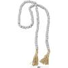 imageDeco 79 Mango Wood Handmade Hexagon Carved Geometric Long Beaded Garland with Tassel 80quot x 1quot x 1quot BlueSilver