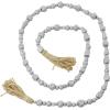imageDeco 79 Mango Wood Handmade Hexagon Carved Geometric Long Beaded Garland with Tassel 80quot x 1quot x 1quot BlueSilver