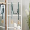 imageDeco 79 Mango Wood Handmade Hexagon Carved Geometric Long Beaded Garland with Tassel 80quot x 1quot x 1quot BlueTeal