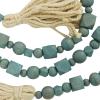 imageDeco 79 Mango Wood Handmade Hexagon Carved Geometric Long Beaded Garland with Tassel 80quot x 1quot x 1quot BlueTeal