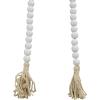 imageDeco 79 Mango Wood Handmade Hexagon Carved Geometric Long Beaded Garland with Tassel 80quot x 1quot x 1quot BlueWhite