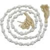 imageDeco 79 Mango Wood Handmade Hexagon Carved Geometric Long Beaded Garland with Tassel 80quot x 1quot x 1quot BlueWhite