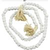 imageDeco 79 Mango Wood Handmade Hexagon Carved Geometric Long Beaded Garland with Tassel 80quot x 1quot x 1quot BlueWhite